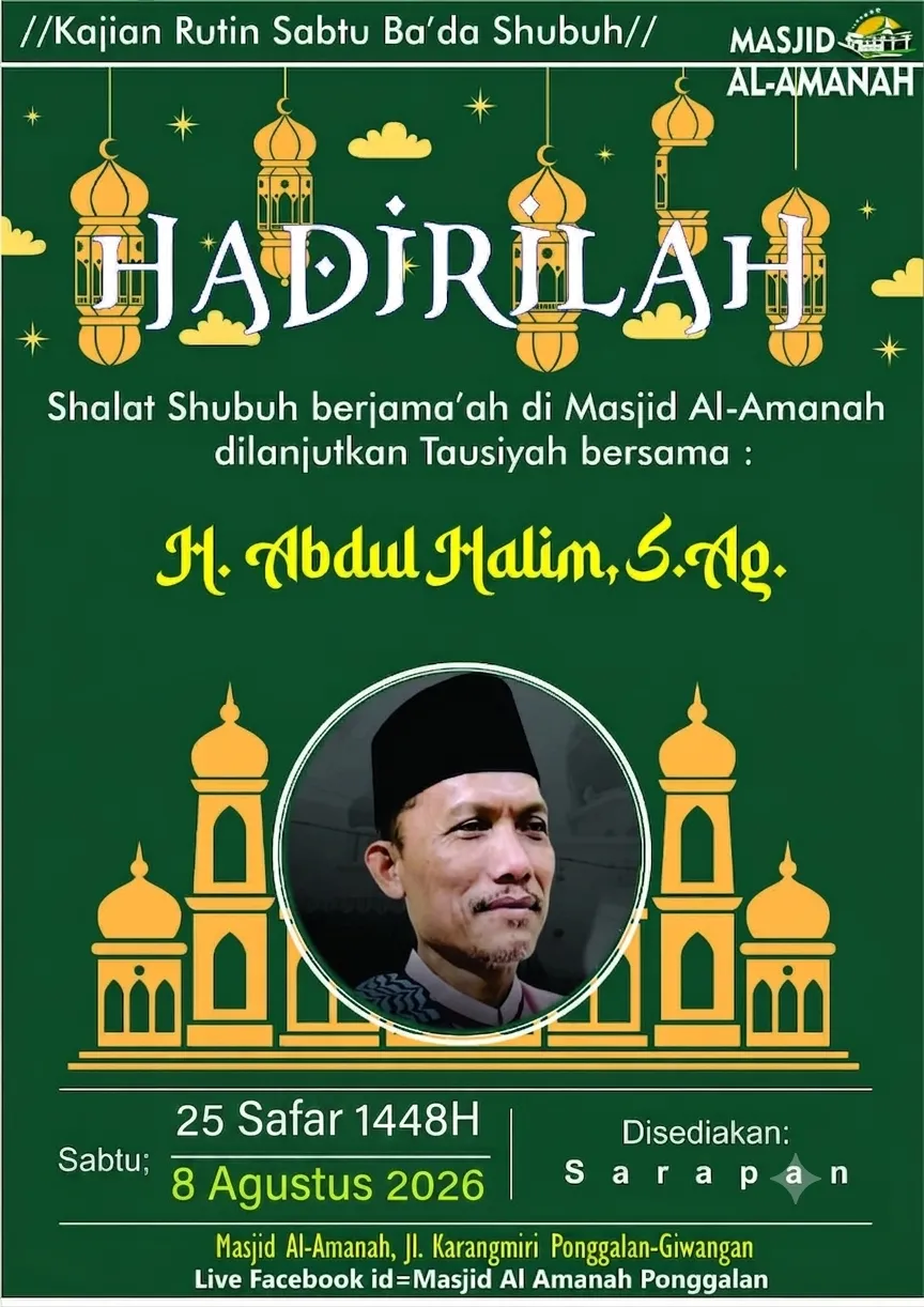 Hadirilah! Kajian Rutin Sabtu Ba'da Shubuh Bersama H. Abdul Halim, S.Ag.
